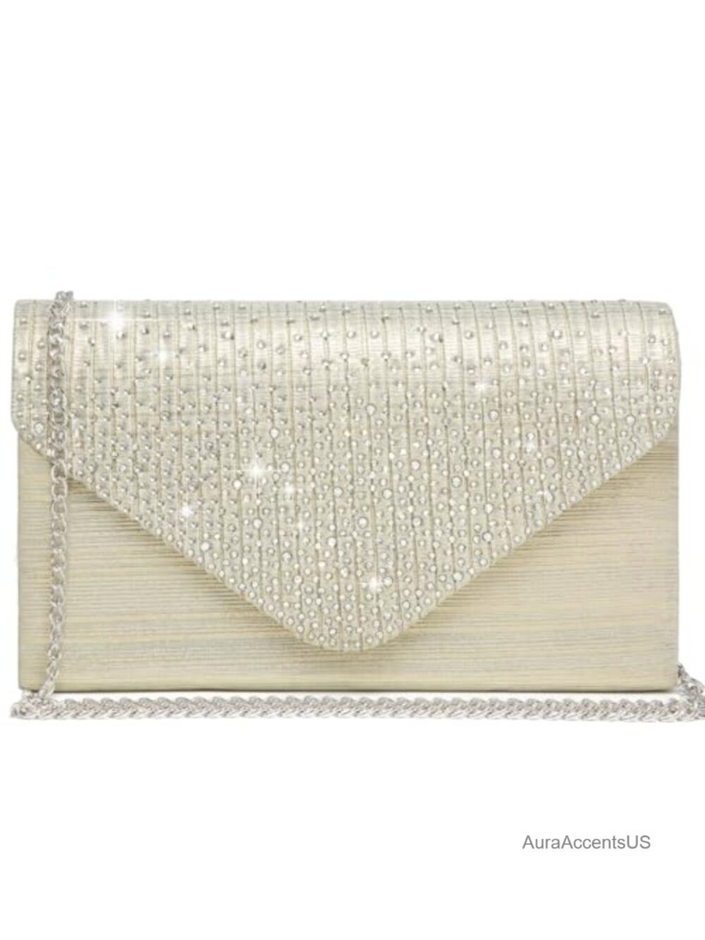 Rhinestone Frosted Satin Evening Clutch Purse